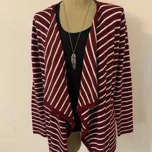 Warm and cozy maroon and white cardigan